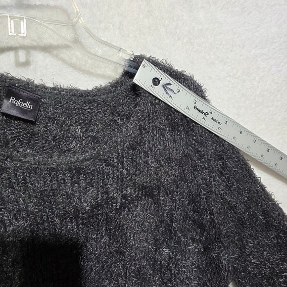 Rafaella Fuzzy Knit Sweater Sparkle Accents Charcoal Gray Long Sleeve Top Size M - Picture 9 of 9